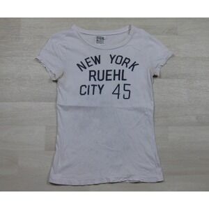Vintage Y2K Ruehl 925 Babydoll T-Shirt Women's (L) New York DISTRESSED Grunge